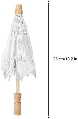 Miniatura 4 de TOPINCN Parasol bordado hecho a mano con flores de encaje para novia, boda, novia, fotografía, paraguas (S-blanco)