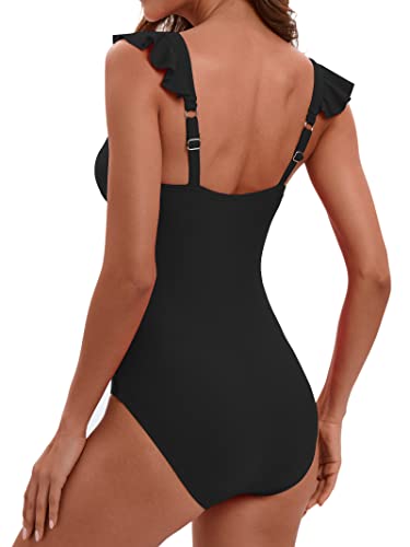 Women's Ruffled One Piece Swimsuit Tummy Control Bathing Suits Swimwear3