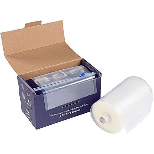 GERYON Vacuum Sealer Bags for Food, 8x120ft Rolls with Slide Cutter for All Vacuum Sealer Machine, BPA-Free, Safe for Food Storage, Meal Prep and Sous Vide