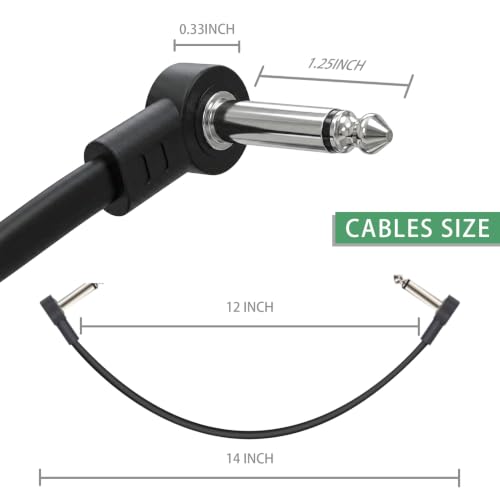 GOGHOST 12 Inch Guitar Patch Cables 4 Pack, 1/4" TS Right Angle Effect Pedal Flat Cables, Pedal Board Patch Cables, Black by GOGHOST - Image 3