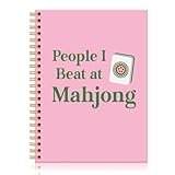 JQYCJTR Mahjong People I Beat Pink Notebook, Board Game Lovers Notepad, Game Lovers Gifts for Women Daughter Mom Auntie Grandma Neighbor Coworker Boss, Hostess Gift for Mahjong Player
