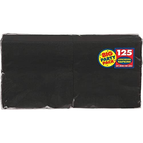 Amscan Luncheon Napkins Big Party Pack 100Ct, 6 1/2" X 6 1/2", Jet Black #TOP1