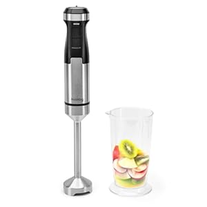 Huslog BlendFlex Stabmixer 1500W – Edelstahl Handmixer mit 20 Geschwindigkeiten & Turbo-Funktion, inkl. 600ml Messbecher – Pürierstab für Smoothies, Suppen, Soßen & Babynahrung