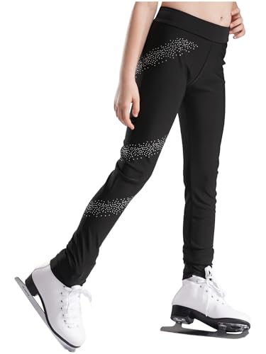 Linjinx Kids Boys Girls Shiny Rhinestone Dance Pants Ice Skating Workout Sports Practice Leggings Yoga Tights Trousers2