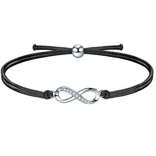 J.Endéar Damen Armband 925 Silber - Handgeflochtenes Unendlichkeit Armband Mit Herz