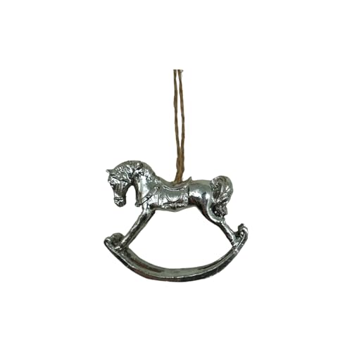 Baumschmuck silberfarbenes Schaukelpferd zum Hängen Weihnachten...