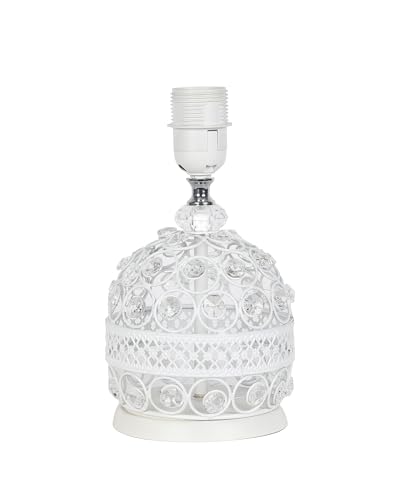 Image of Homesake Modern Small Crystal Table Lamp, Contemporary Bedroom Bedside Nightstand Lamp Light, Desk Globe Lamp for Living Room Girls Kids Room, Fabric Shade (White Pleated)