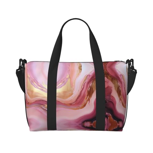 Travel Bag for Weekend Trips, Airplane Carry-On with Adjustable Strap, Marble Pink2