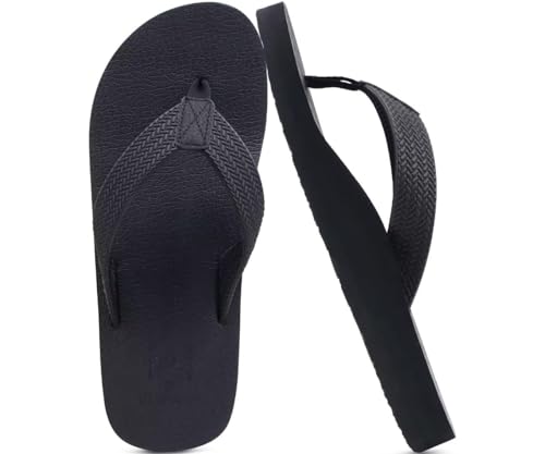 KuaiLu Men's Rubber Flip Flops Arch Support Summer Beach Pool Water Thong Sandals Waterproof Rubber...