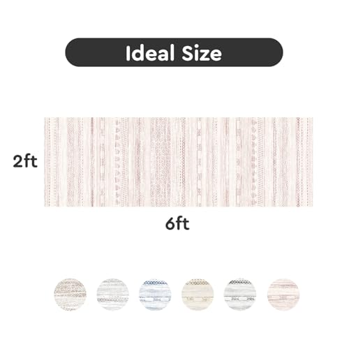 2x6 Pink Runner Rug Machine Washable Non Slip Area Rug Distressed Neutral Moroccan Boho Rug Ultra Soft Floor Runners for Hallways for Entryway Laundry Room Kitchen