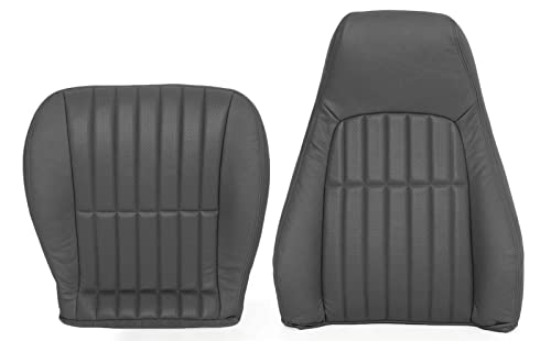 Richmond Auto Upholstery (Compatible with 2001 Chevrolet Camaro RS SS Z28 - Driver Side Complete Replacement Perforated Leather Seat Cover, Dark Gray