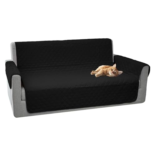 Comart - Copridivano Majestic - Copri Divano con Braccioli - Telo Trapuntato - Reversibile - Antigraffio - per Cani e Gatti - Lavabile in Lavatrice - Antiscivolo - Nero - Divano 2 Posti