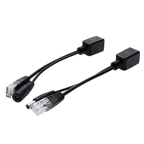 Uonlytech 4 piezas Adaptador Divisor Poe Splitter Cable para CCTV Dc Jack Alcance Poe Injector Kit para Routers WLAN Monitoreo de Seguridad miniatura 2