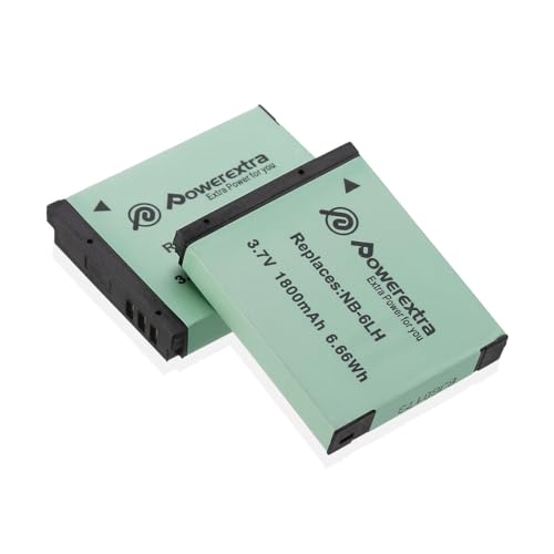 Powerextra 2 Pack NB-6LH/NB-6L Battery Compatible with Canon PowerShot SX540 HS, SX530 HS, SX520 HS, SX510 HS, SX500 HS, SX500 is, SX710 HS, SX700 HS, SX610 HS, SX600 HS, SX280 HS, SX270 HS, D30,S90