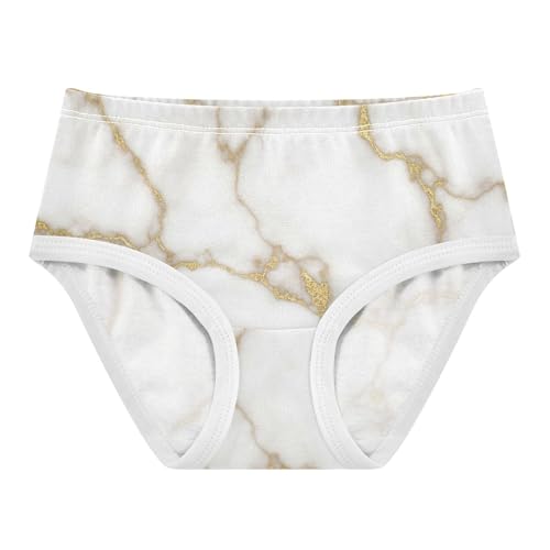 White Marble Gold Veins Panties for Girl Toddler Underwear Floral Cotton Artistic Briefs Kids Undies 2t