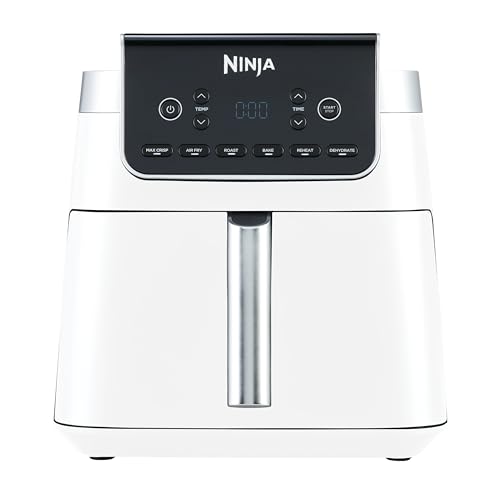 Ninja Air Fryer MAX PRO, 6.2L, sans huile, grand tiroir, rôtir, cuire, frire, familial, numérique, panier et plaque de cuisson compatibles lave-vaisselle, Blanc AF180EUWH
