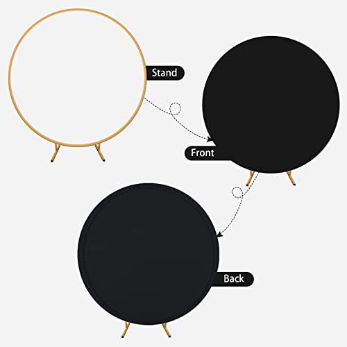 6.5Ft Black Round Backdrop Cover Suitable For 6.5Ft 6.56Ft 6.6Ft Circle Stand,Polyester Pure Black Birthday Party Wedding Photography Circle Arch Backdrop Cover #TOP2