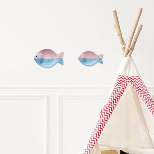 Poisson en bois sculpté main : lot de 2 sculptures murales 3D chic - 4