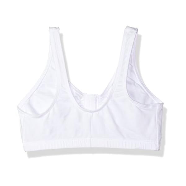 Fruit of the Loom Women's Front Close Builtup Sports Bra, Heather Grey/White 2-Pack, 36