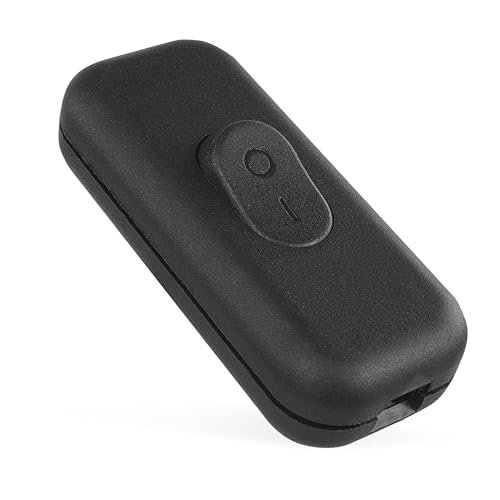 EMOS - Ersatzschalter für Netzkabel 2x 0 5-0 75 mm2 - Zwischenschalter mit Schraubenklemme für 230V/2 5A - Schnurschalter geeignet für 2-adriges Lampenkabel für Leuchten und Kleingeräte - Schwarz