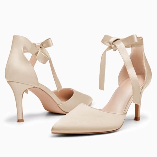 Image of Womens High Heel Pointed Toe Pumps Ankle Tie Classic Office Special Dress Party Shoes
