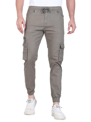 Image of Men's Cargo Pants with Pockets, Cotton Joggers, 6 Pocket Casual Trousers, Track Pants for Office and Parties, Comfortable