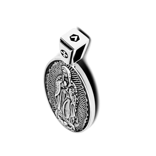 VENICEBEE® Our Lady Guadalupe Holy Virgin Mary Medal Devotional Christian Sacramental Solid 925 Sterling Silver Pendant Necklace Divine Design Nuestra Señora + Velvet Pouch, Polishing Cloth, Gift Box4