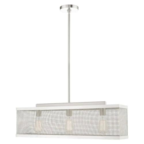 Image of Livex Lighting 46213-91 3 Light Brushed Nickel Chandelier, 6.5 x 30 x 47.75