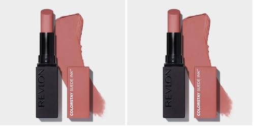 Image of REVLON ColorStay Suede INK Lipstick, Waterproof, Longwear, Transfer proof, Antioxidant-rich Vitamin E, With Vegan Formula made without parabens, Gut Instinct - 001 (Pack of 2)