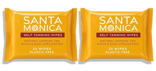 Image of 2x Sāntā Monicā Self Tanning Wipes - Natural Looking Tan | Quick & Easy Application | Plastic Free | 25 Wipes Each(Twin Pack)