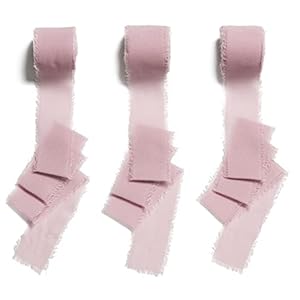 CHUQING 3 Rollen Chiffon Geschenkband Altrosa Schleifenband Hochzeit Bänder Dekoratives Chiffonband für Blumenstrauß…