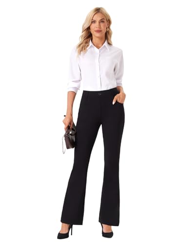 viehunt Womens Straight Leg Stretchy Dress Work Pants Business Office Casual Slacks with Pockets3