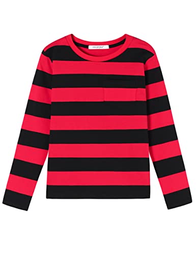 Image of DILBYKE Boys Girl Long Sleeve Striped Crew Neckline T-Shirts Kid Tee