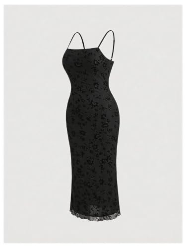 Image of BEAUDRM Women's Sexy Floral Plus Size Dress Date Night Club Cocktail Dress | Summer Vintage Mesh Bodycon Maxi Dress, Elegant Wedding Guest Dresses