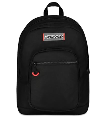Seven Zaino Scuola Freethink, Nero, Doppio Scomparto Con Tasca per PC e Tasca per Borraccia, 34 L, Scuola Media e Superiore, Zaino Ragazzo e Ragazza