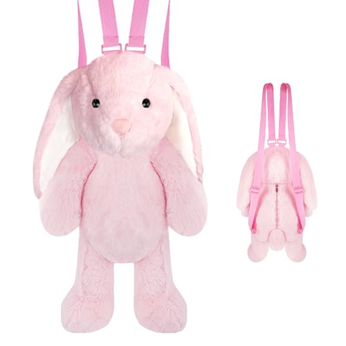 15.7 Cute Bunny Stuffed Toddler Backpack for Kids - 3D Rabbit Stuffed Animal Daypack Soft Huggable Toy Adjustable Shoulder Bag for Girls & Boys Aged 2-7 Birthday & Holiday Gift (Baby Bunny)