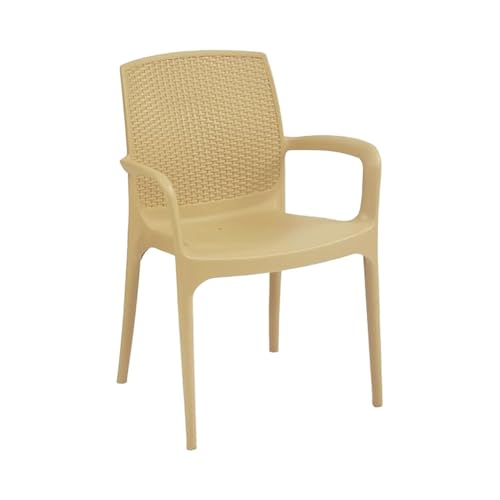 Image of Supreme Texas Heavy Duty Armrest Plastic Chair for Home, Garden, Office, Indoor /Outdoor Use(Color: Cane; Qnt: 2 Pc.)