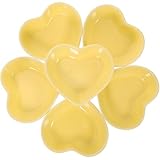 TOYANDONA 6 Stück Keramik Dip Schälchen Herzförmig Mikrowellengeeignet Stapelbar Spülmaschinenfest Soßenteller für Lebensmittelgewürz Servierplatte für Sauce und Snacks Gelb