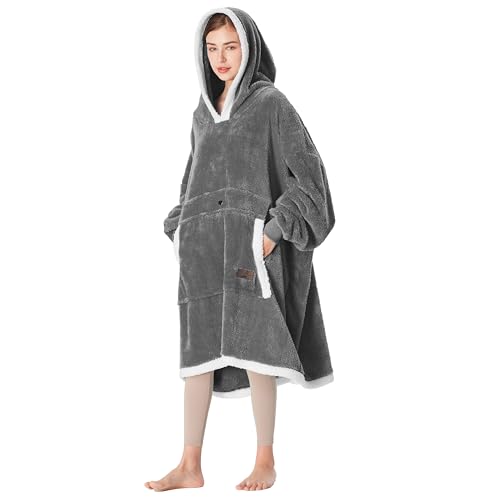 Image of Catalonia Oversized Hoodie Blanket Sweatshirt, Comfortable Sherpa Giant Pullover with Large Front Pocket for Adults Men Women Teenagers Wife Girlfriend