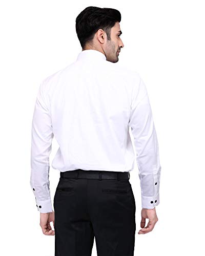 Image of N Dot Men's Cotton Slim Fit Tuxedo Style Pleated Party Formal Shirt