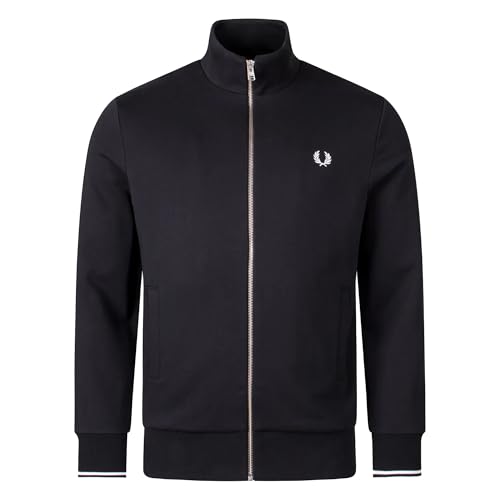 Fred Perry Sudadera con cremallera, color negro, Negro, M