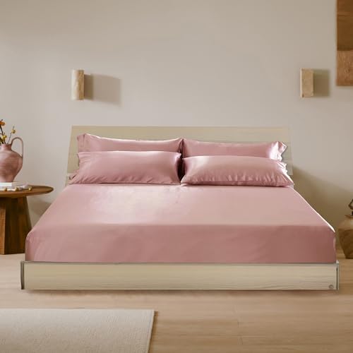 LILYSILK 3Pcs 100% Mulberry Silk Fitted Sheet Deep Oxford Pillowcases Bedding Sheets...