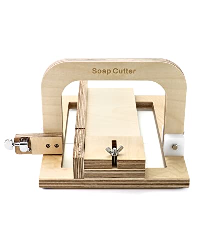 Qwork Soap Cutter, Adjustable Soap Slicer Wooden Single Wire Soap Cutters For Handmade Soap Making, Candles Trimming Cheese Diy Cutting Making Tool,1Pack #TOP1