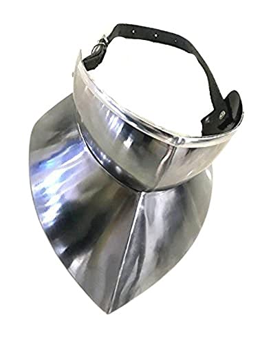 NauticalMart Bevor Armor with Gorget Plate Armor Leather Strap Adjustable Silver