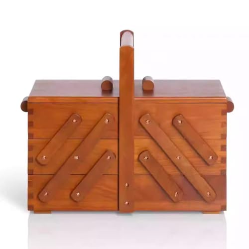 Vituord Organizador De Costura De Madera, Estuche Expandible para Costura, con 3 Cajones, para Herramientas De Manualidades, Agujas Y Suministros Variados, Caja Vacía