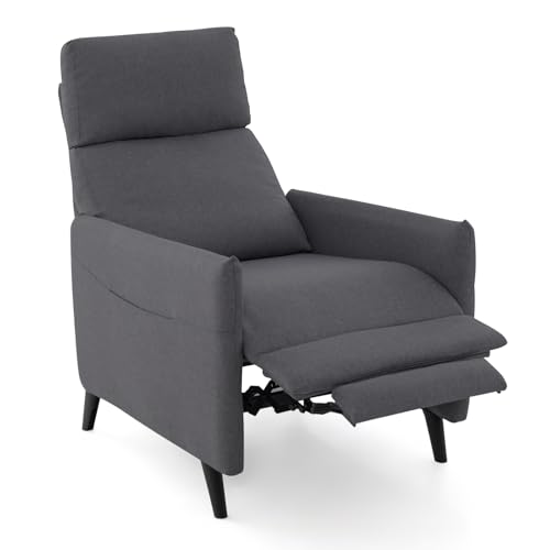 COSTWAY Recliner Armchair, Linen Fabric Single Lounge Sofa S