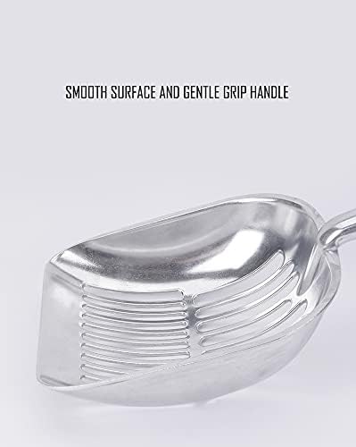 Moonshuttle Metal Cat Litter Scoop, Durable, Works with All Type of Cat Litter, Ergonomically Designed Handle