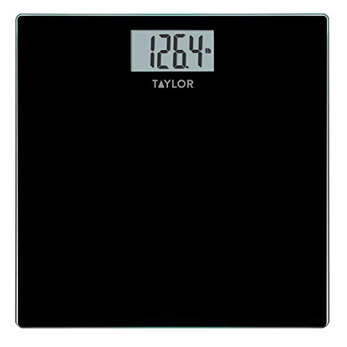 Taylor Precision Products Digital Scales for Body Weight, Highly Accurate 400 LB Capacity, Auto on and Off Scale, 11.8 x 11.8 Inches, Black