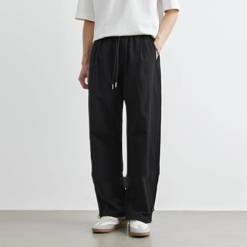 Men's Casual Pants Summer Straight Thin Wide Leg Pants Japanese Style Loose Elastic Waist Men Trousers3