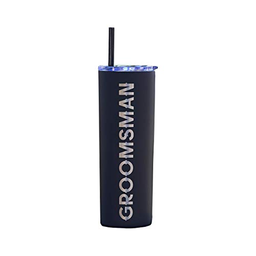 Product Image of the Groomsmen Gifts Matte Black 20 Ounce Laser Engraved Tumbler for Wedding Party Groomsman Proposal